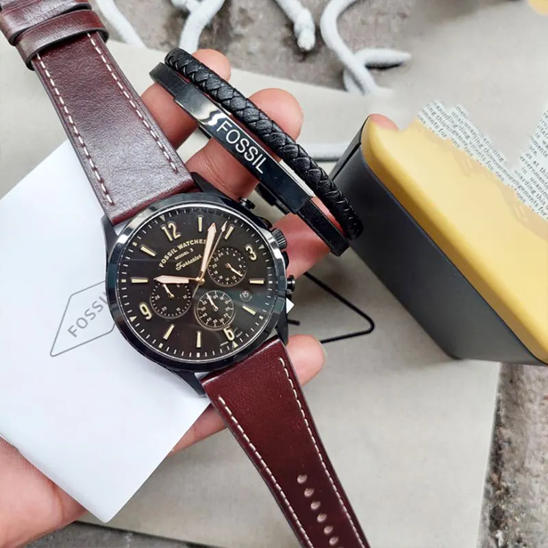 Fossil Forrester Chronograph Brown Leather Men's Watch- FS5608